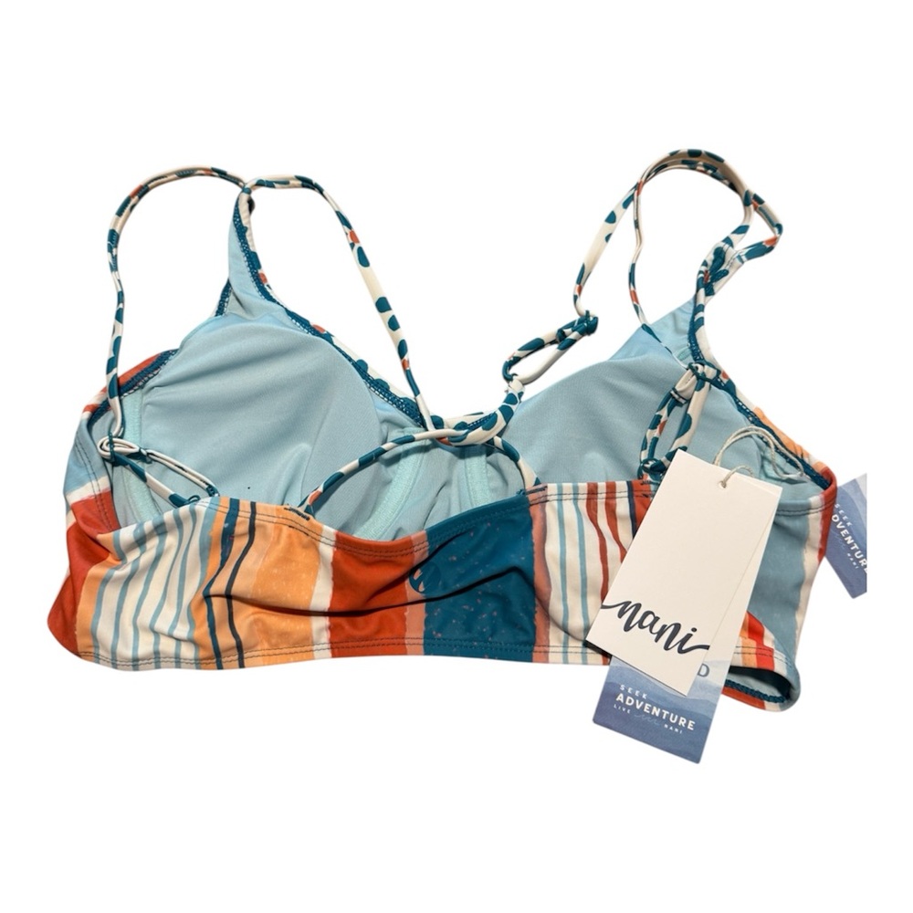NANI Swimwear Women Floral Stripe Two-Piece Bikini Set Blue & Orange Underwire - Picture 3 of 8